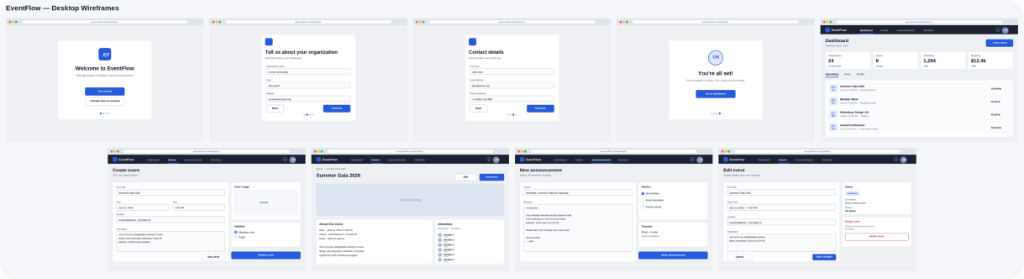 Desktop Wireframes
